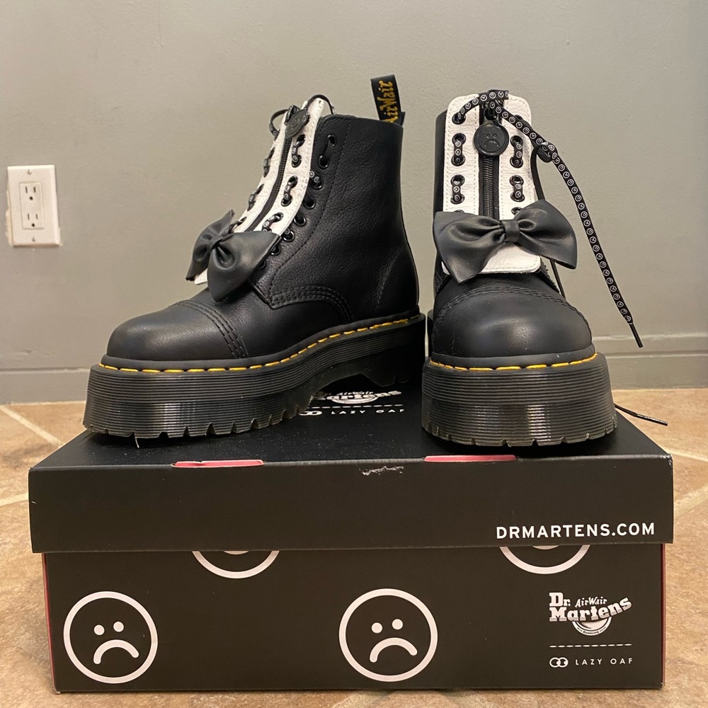 RARE Dr. Martens x Lazy Oaf Sinclair Tuxedo Happy and Sad Boots